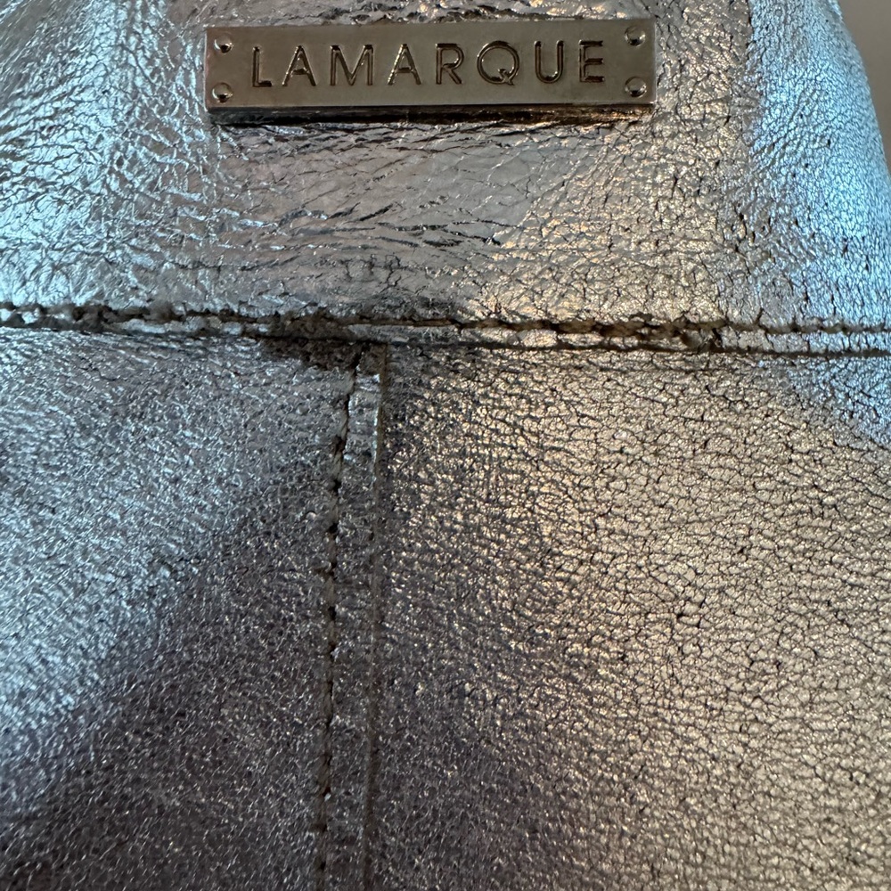 Lamarqué brand leather silver jacket size small (size 4-6). Perfect conditions. - Picture 3 of 6
